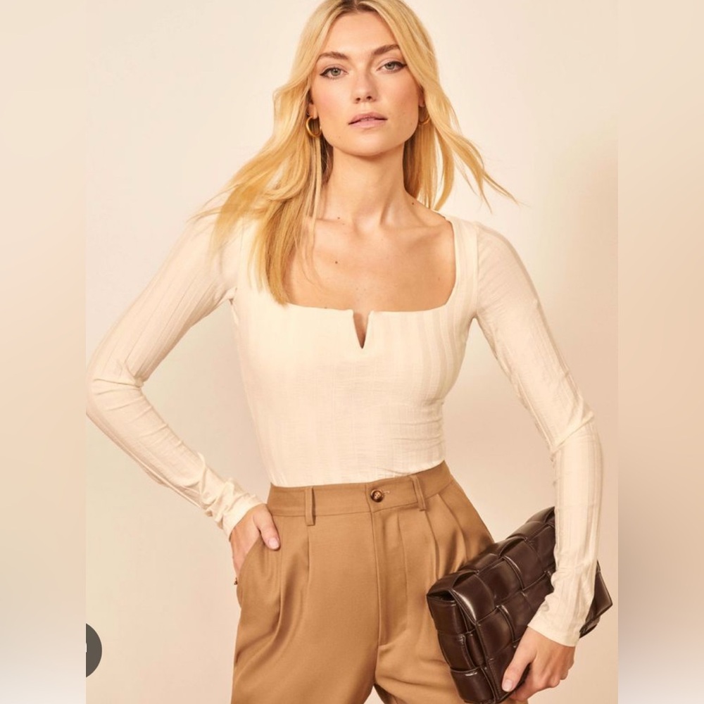 Reformation Delancey Cream Square Neckline Top